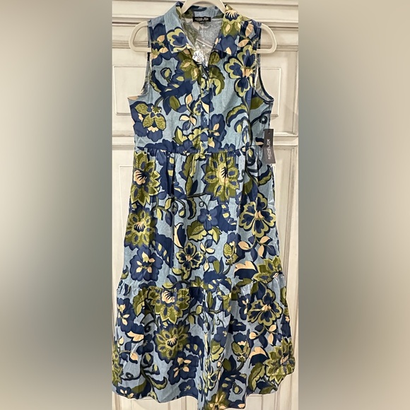 NWT SZ L Rachel Zoe Multicolor Sleeveless Floral Maxi Shirt dress - Picture 1 of 9
